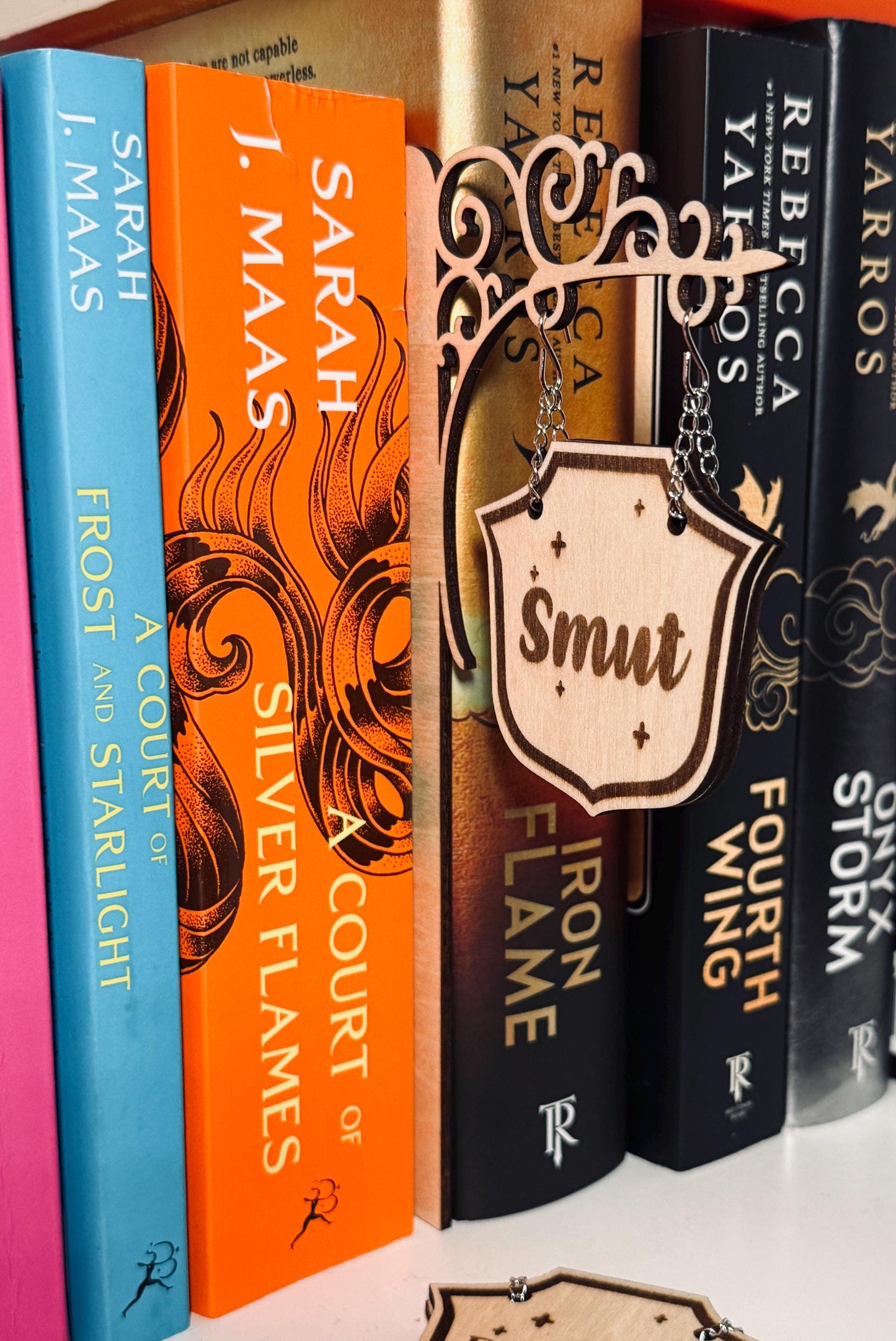 Laser Cut Wood Bookshelf Tavern Signs: Double Sided Book Genre Dividers