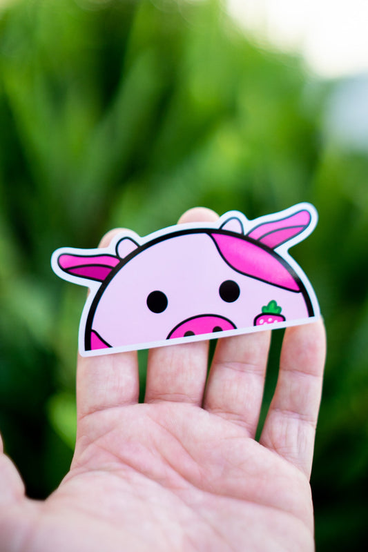 Strawberry Cow | Peeker Sticker - 3D Props Play