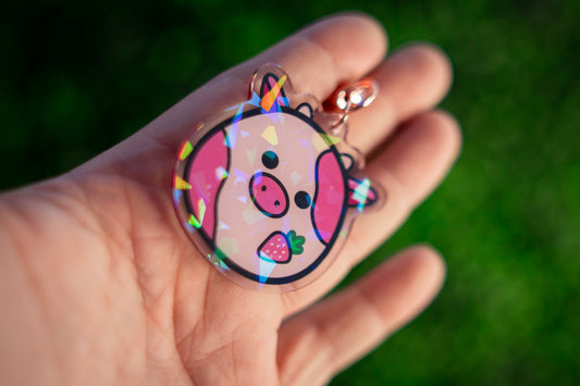 Strawberry Cow | Acrylic Keychain - 3D Props Play