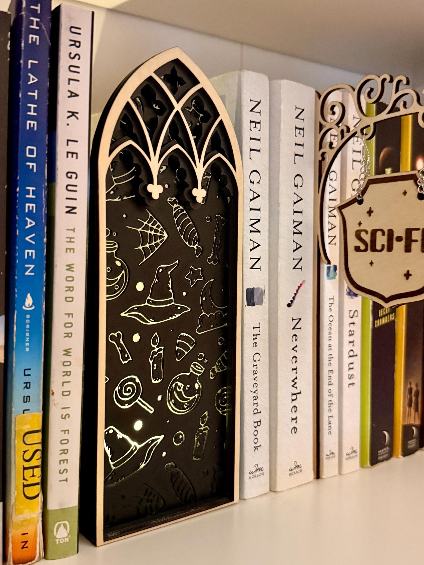 Gothic Cathedral Book Nook: 3D Printed, Laser Cut Wood, Bookmark Storage